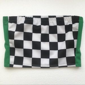 Checkered Tube Top w/ Green Stripe 🏁 NWT